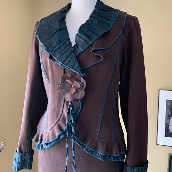 VEX 50's Peplum Blazer Layered Skirt Suit Set size 8 Victorian Steampunk - Picture 5 of 16